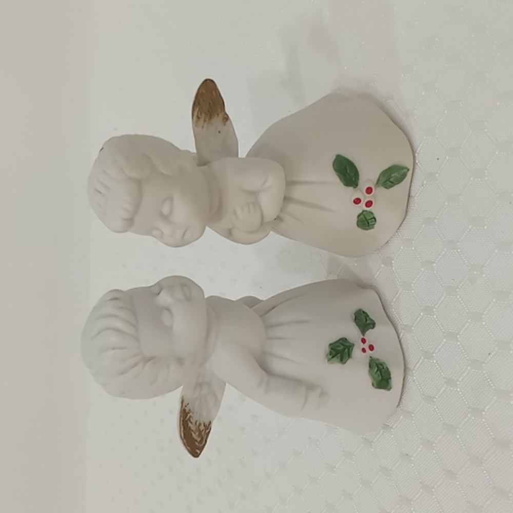 Vintage Bisque Christmas Kissing Angels set of 2